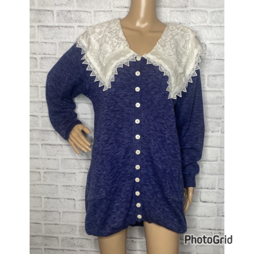 Gunne Sax vintage 90s lace collar cardigan sweater